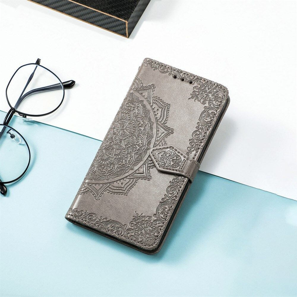 Samsung Galaxy A54 Hoesje Mandala Book Case met Pasjeshouder Grijs afbeelding 4