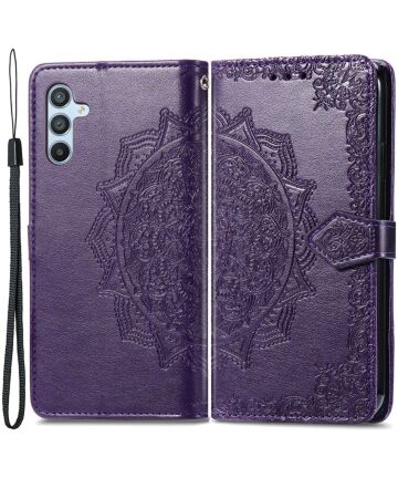 Samsung Galaxy A54 Hoesje Mandala Book Case met Pasjeshouder Paars Hoesjes