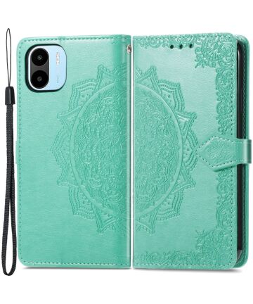 Xiaomi Redmi A1 / A2 Hoesje Mandala Book Case met Pasjeshouder Groen Hoesjes