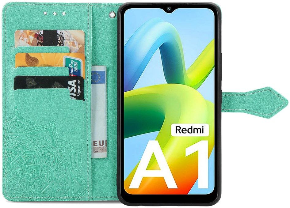 Xiaomi Redmi A1 / A2 Hoesje Mandala Book Case met Pasjeshouder Groen afbeelding 2