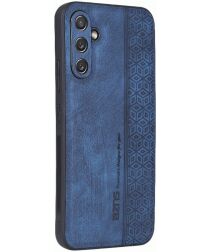 AZNS Samsung Galaxy A54 Hoesje met Kunstleer Coating Back Cover Blauw