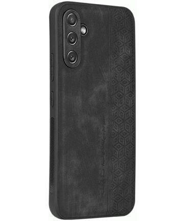 AZNS Samsung Galaxy A54 Hoesje met Kunstleer Coating Back Cover Zwart Hoesjes