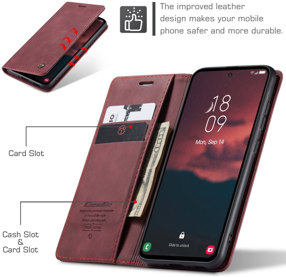 CaseMe 013 Samsung Galaxy A54 Hoesje Book Case met Pasjeshouder Rood afbeelding 5