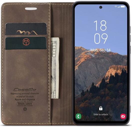 CaseMe 013 Samsung Galaxy A54 Hoesje Book Case met Pasjeshouder Coffee afbeelding 1