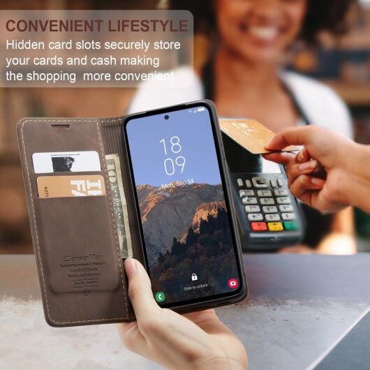 CaseMe 013 Samsung Galaxy A54 Hoesje Book Case met Pasjeshouder Coffee afbeelding 3