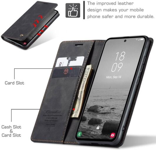 CaseMe 013 Samsung Galaxy A54 Hoesje Book Case met Pasjeshouder Zwart afbeelding 6