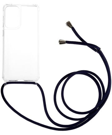 Samsung Galaxy A53 Hoesje Flexibel TPU Transparant met Koord Blauw Hoesjes