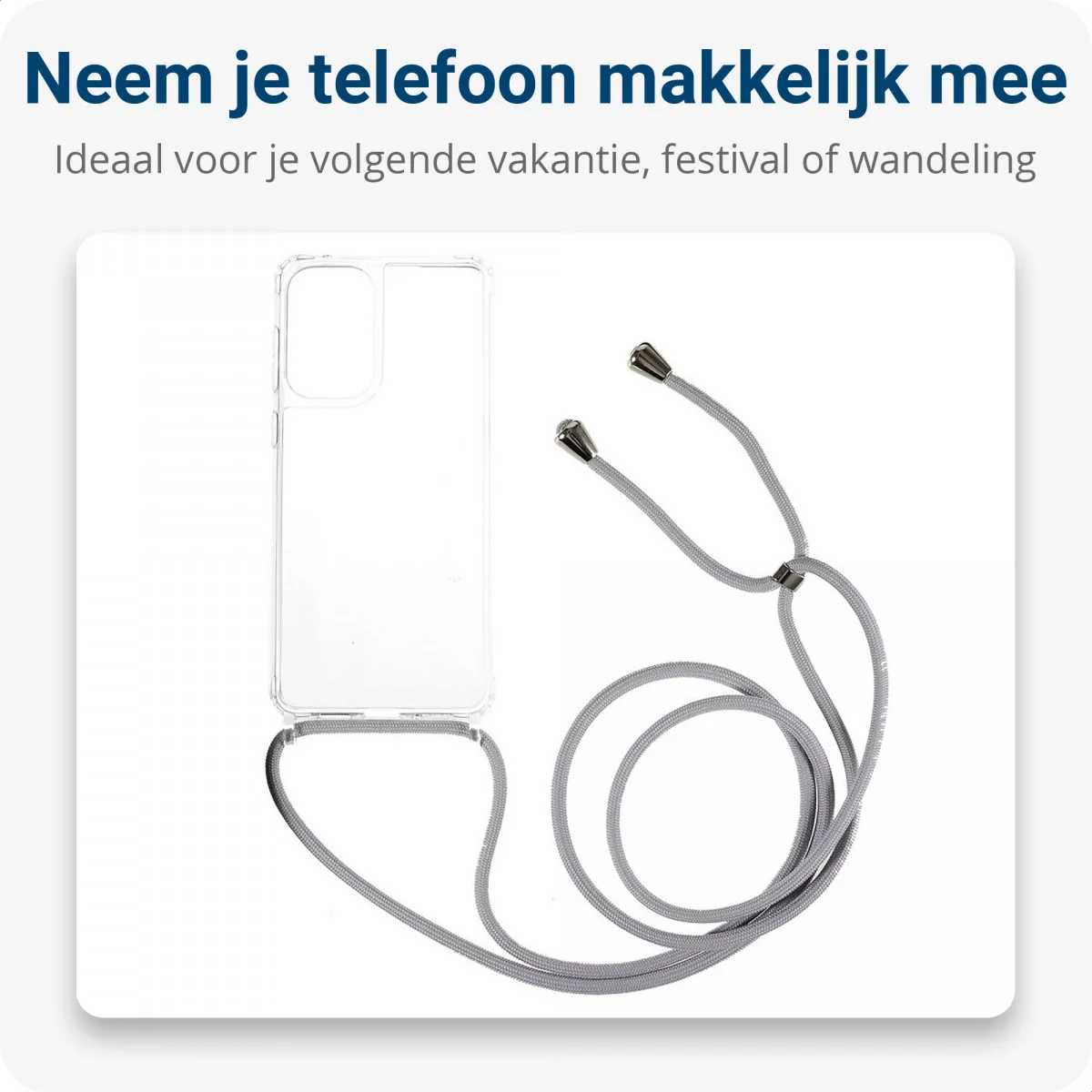 Samsung Galaxy A53 Hoesje Flexibel TPU Transparant met Koord Grijs afbeelding 3
