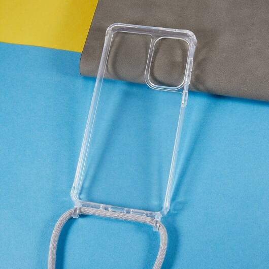 Samsung Galaxy A53 Hoesje Flexibel TPU Transparant met Koord Grijs afbeelding 7
