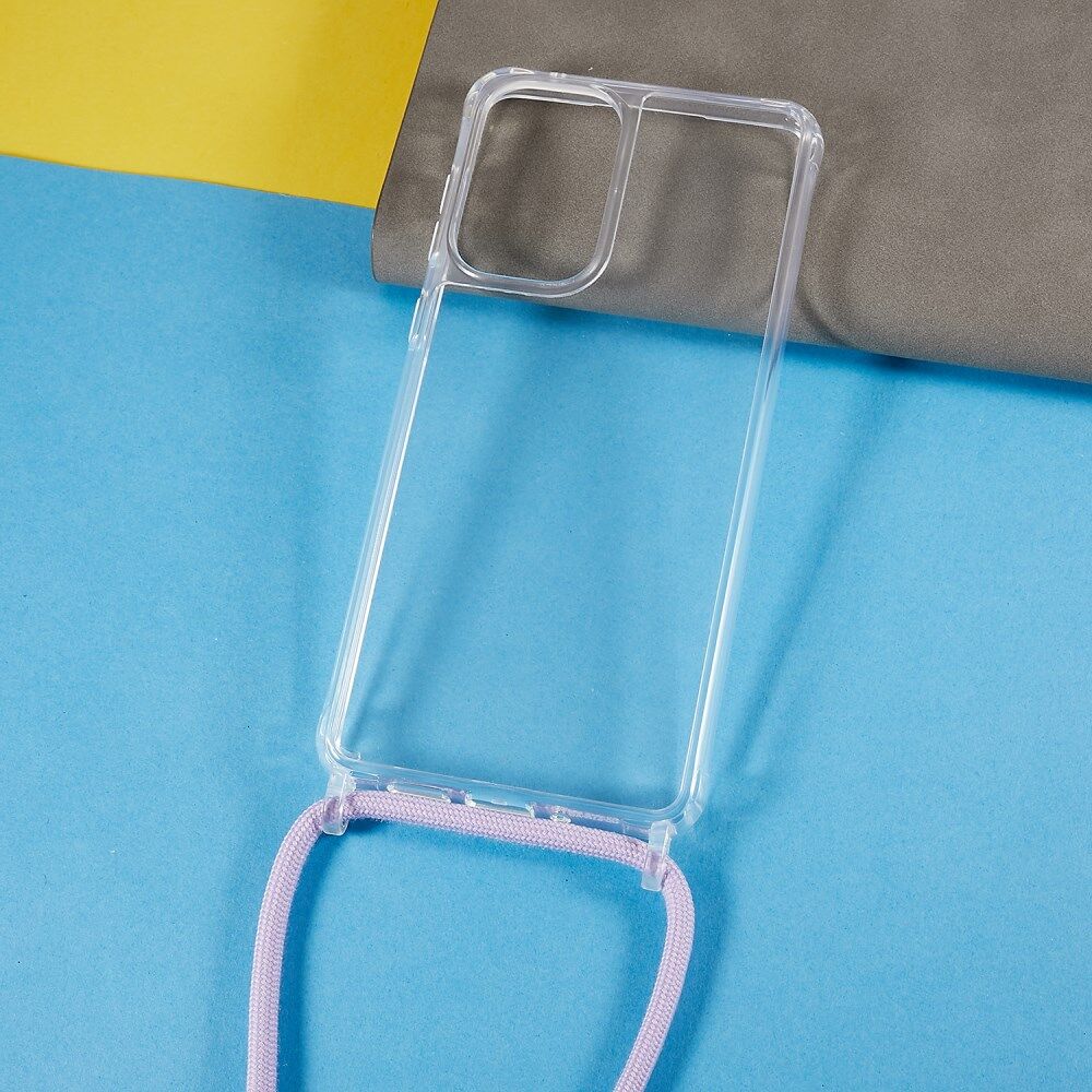 Samsung Galaxy A53 Hoesje Flexibel TPU Transparant met Koord Paars afbeelding 6