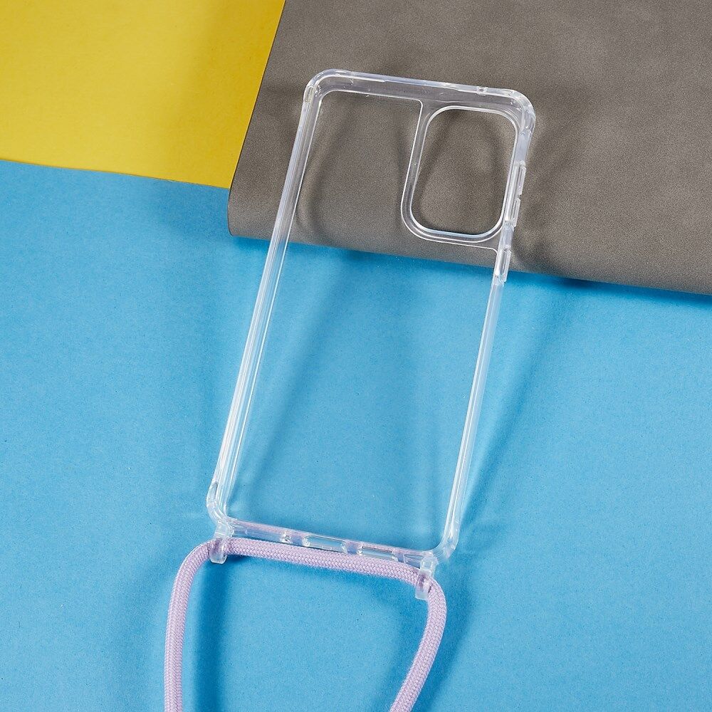 Samsung Galaxy A53 Hoesje Flexibel TPU Transparant met Koord Paars afbeelding 7