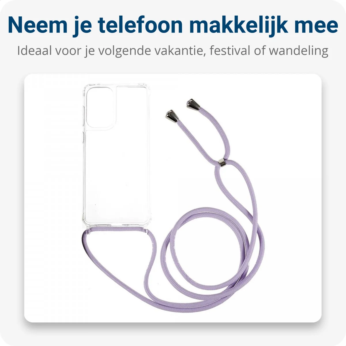 Samsung Galaxy A53 Hoesje Flexibel TPU Transparant met Koord Paars afbeelding 3