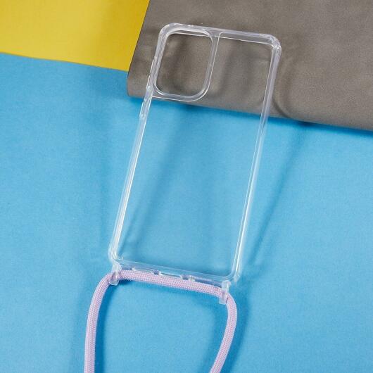 Samsung Galaxy A53 Hoesje Flexibel TPU Transparant met Koord Paars afbeelding 6