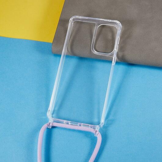 Samsung Galaxy A53 Hoesje Flexibel TPU Transparant met Koord Paars afbeelding 7