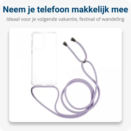 Samsung Galaxy A53 Hoesje Flexibel TPU Transparant met Koord Paars afbeelding 3