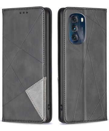 Motorola Moto G 5G (2023) Hoesje Book Case Geometrie Design Zwart Hoesjes