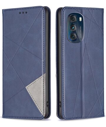 Motorola Moto G 5G (2023) Hoesje Book Case Geometrie Design Blauw Hoesjes