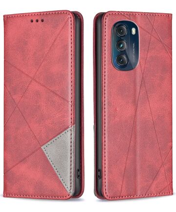 Motorola Moto G 5G (2023) Hoesje Book Case Geometrie Design Rood Hoesjes