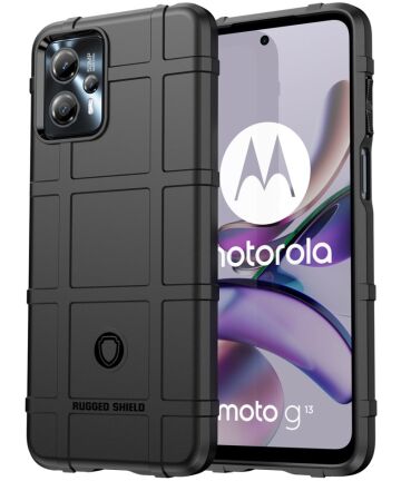 Motorola Moto G13 / G23 Hoesje Shock Proof Rugged Shield Zwart Hoesjes