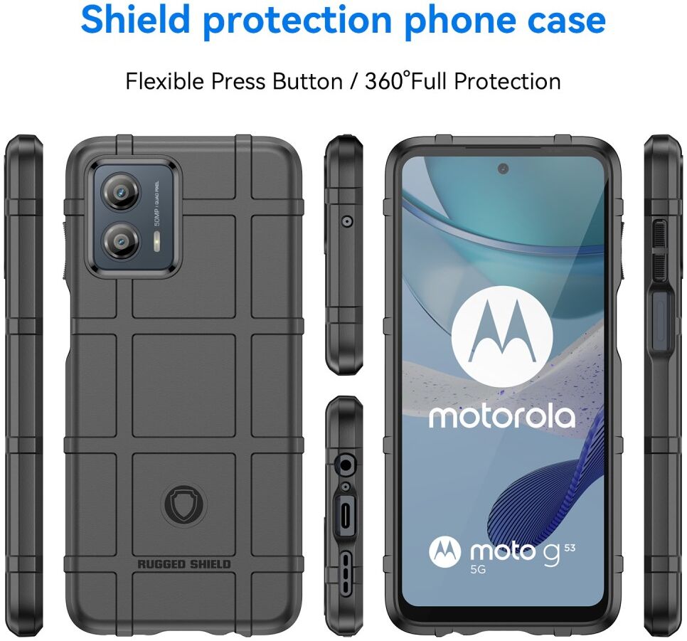 Motorola Moto G53 Hoesje Shock Proof Rugged Shield Back Cover Zwart afbeelding 7
