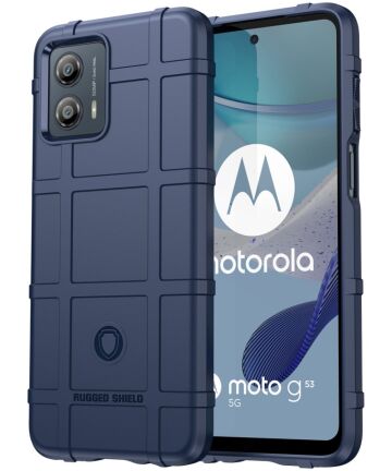 Motorola Moto G53 Hoesje Shock Proof Rugged Shield Back Cover Blauw Hoesjes