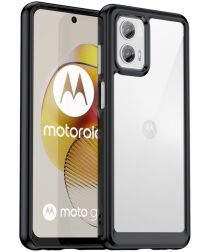 Motorola Moto G73 Hoesje Acryl Back Cover Zwart