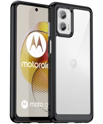 Motorola Moto G73 Hoesje Acryl Back Cover Zwart Hoesjes