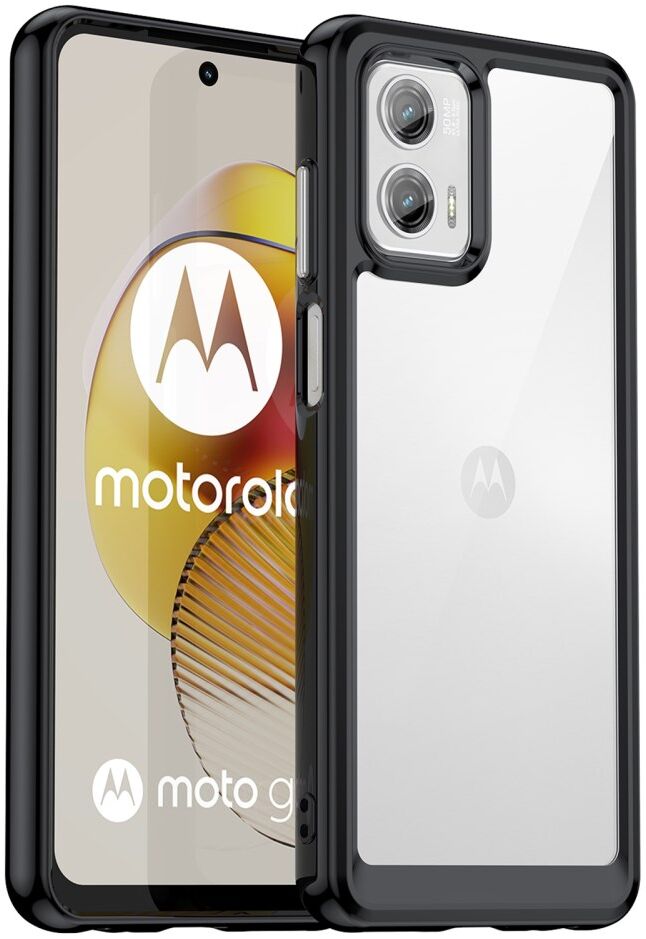 Motorola Moto G73 Hoesje Acryl Back Cover Zwart afbeelding 1