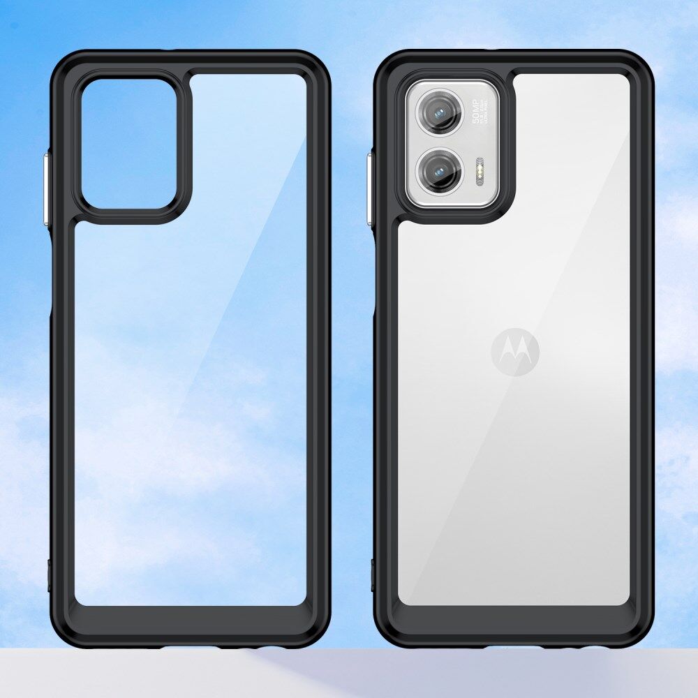 Motorola Moto G73 Hoesje Acryl Back Cover Zwart afbeelding 2