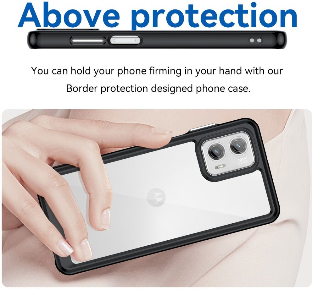 Motorola Moto G73 Hoesje Acryl Back Cover Zwart afbeelding 4
