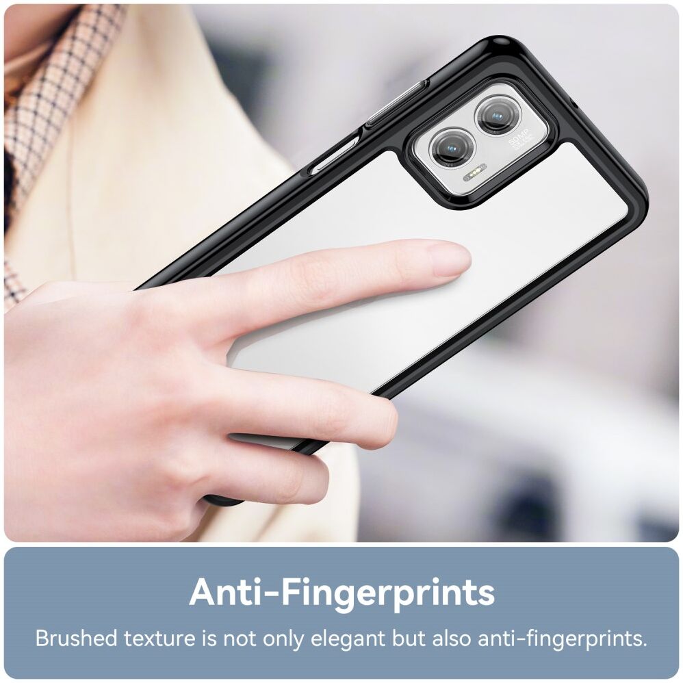 Motorola Moto G73 Hoesje Acryl Back Cover Zwart afbeelding 5