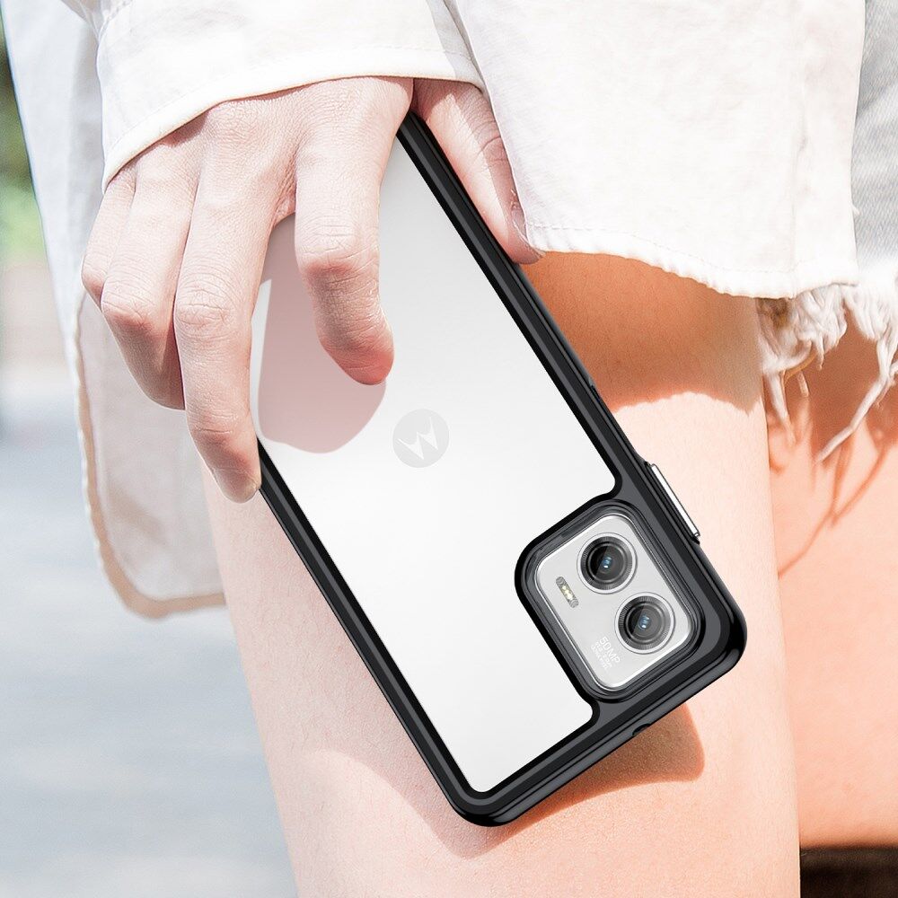 Motorola Moto G73 Hoesje Acryl Back Cover Zwart afbeelding 7
