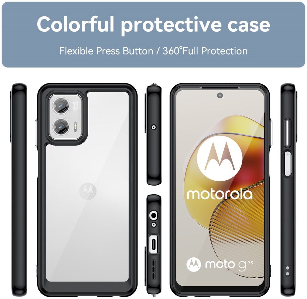 Motorola Moto G73 Hoesje Acryl Back Cover Zwart afbeelding 8