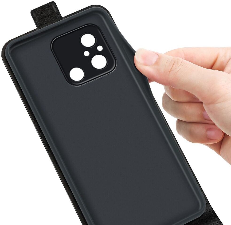 Xiaomi Redmi 12C Hoesje Verticale Flip Wallet Case Kunstleer Zwart afbeelding 3