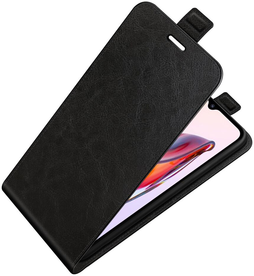 Xiaomi Redmi 12C Hoesje Verticale Flip Wallet Case Kunstleer Zwart afbeelding 4