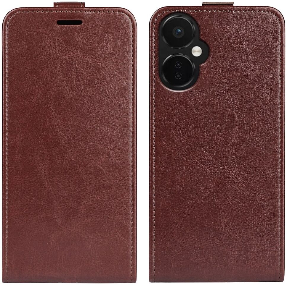 OnePlus Nord CE 3 Lite Hoesje Verticale Flip Wallet Kunstleer Bruin afbeelding 3