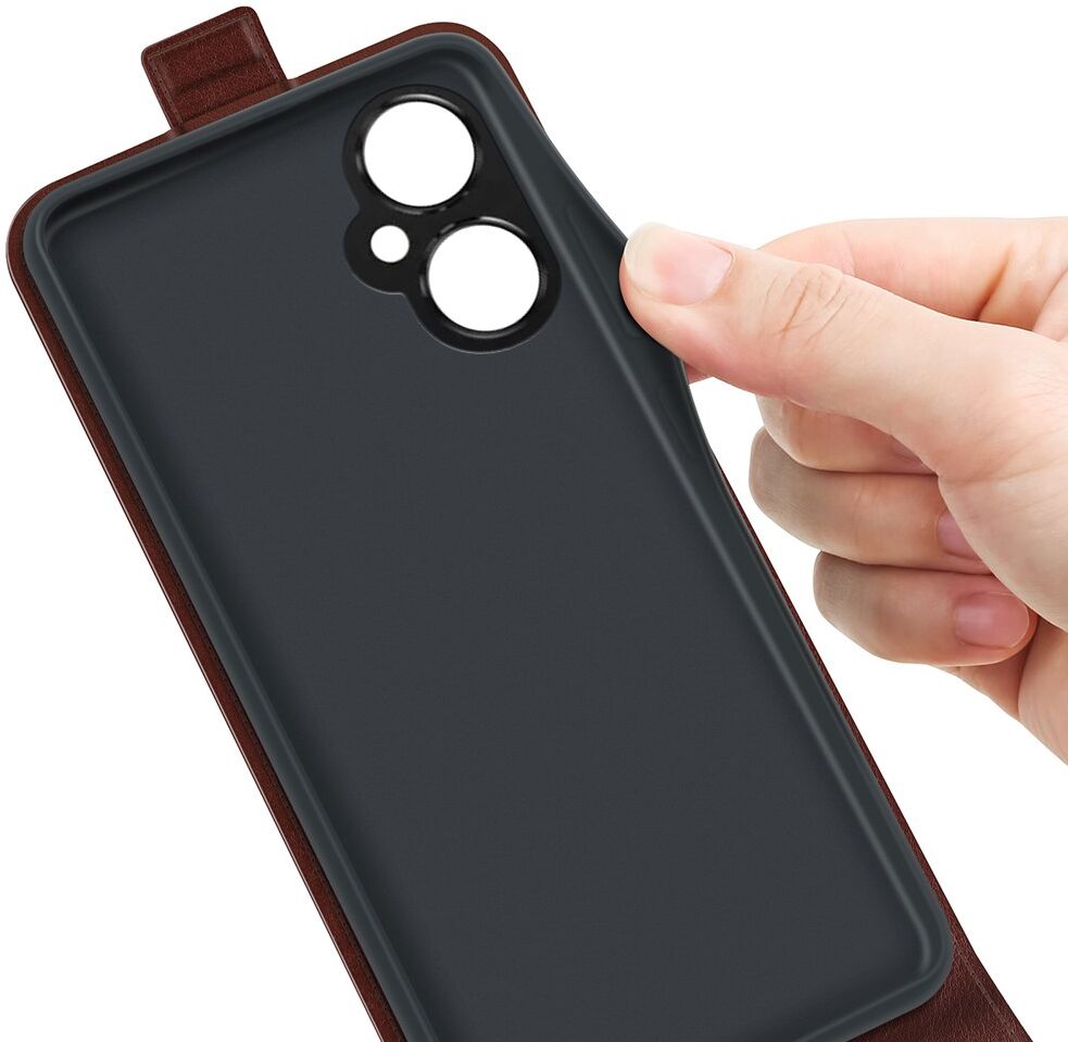 OnePlus Nord CE 3 Lite Hoesje Verticale Flip Wallet Kunstleer Bruin afbeelding 8
