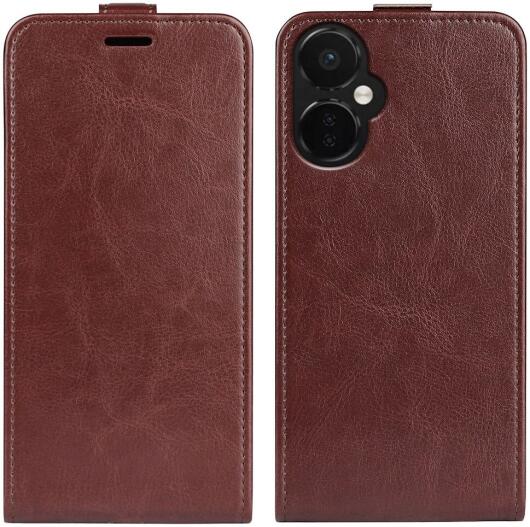 OnePlus Nord CE 3 Lite Hoesje Verticale Flip Wallet Kunstleer Bruin afbeelding 3