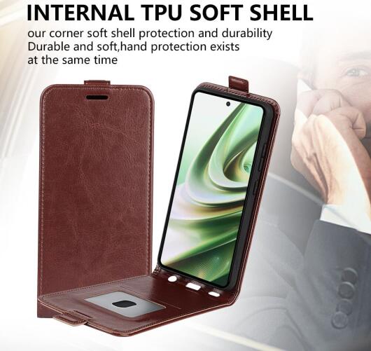 OnePlus Nord CE 3 Lite Hoesje Verticale Flip Wallet Kunstleer Bruin afbeelding 5