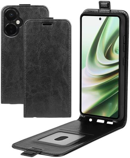 OnePlus Nord CE 3 Lite Hoesje Verticale Flip Wallet Kunstleer Zwart afbeelding 2
