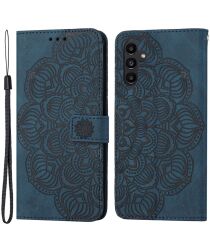 Samsung Galaxy A24 Hoesje Mandala Book Case met Pasjeshouder Blauw