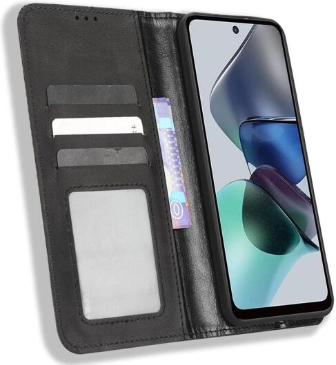 Motorola Moto G13 / G23 Vintage Portemonnee Hoesje Zwart afbeelding 1