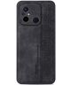 AZNS Xiaomi Redmi 12C Hoesje met Kunstleer Coating Back Cover Zwart
