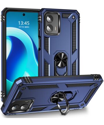 Motorola Moto G 5G (2023) Hoesje met Magnetische Kickstand Ring Blauw Hoesjes