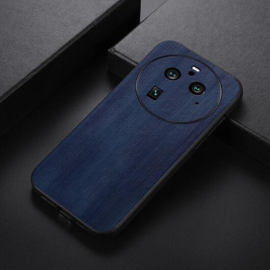 Oppo Find X6 Pro Hoesje met Kunstleer Coating Back Cover Blauw afbeelding 2