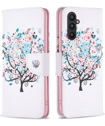 Samsung Galaxy A24 Hoesje Portemonnee Book Case Bloemen Boom Print Hoesjes