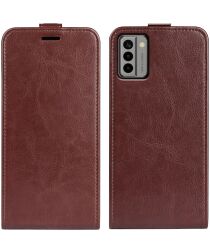 Nokia G22 Hoesje Verticale Flip Wallet Case Kunstleer Bruin