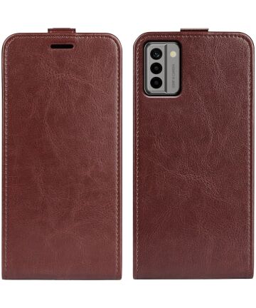 Nokia G22 Hoesje Verticale Flip Wallet Case Kunstleer Bruin Hoesjes