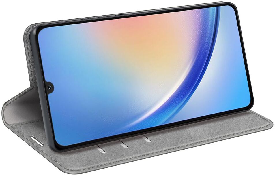 Samsung Galaxy A24 Hoesje Wallet Book Case Kunstleer Grijs afbeelding 3