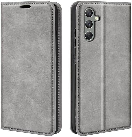 Samsung Galaxy A24 Hoesje Wallet Book Case Kunstleer Grijs afbeelding 2